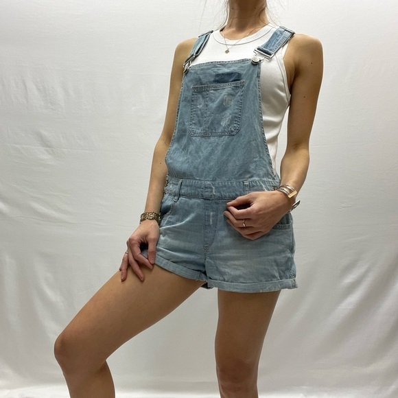 GRG DNM Pants - Denim overalls light blue shortall size 3 fits XS S woman’s